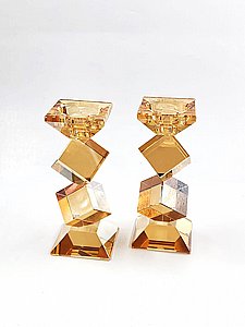 זוג פמוט 2 קוביות קריסטל שמפניה אמבר 16סמ זוג פמוט 2 קוביות קריסטל שמפניה אמבר 16סמ