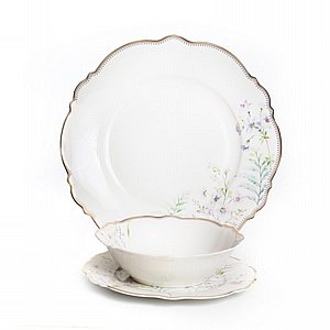 מערכת אוכל 18 חלקים Lily לילך קוטר 28/18/22 ס"מ New Bone China מערכת אוכל 18 חלקים Lily לילך קוטר 28/18/22 ס"מ New Bone China